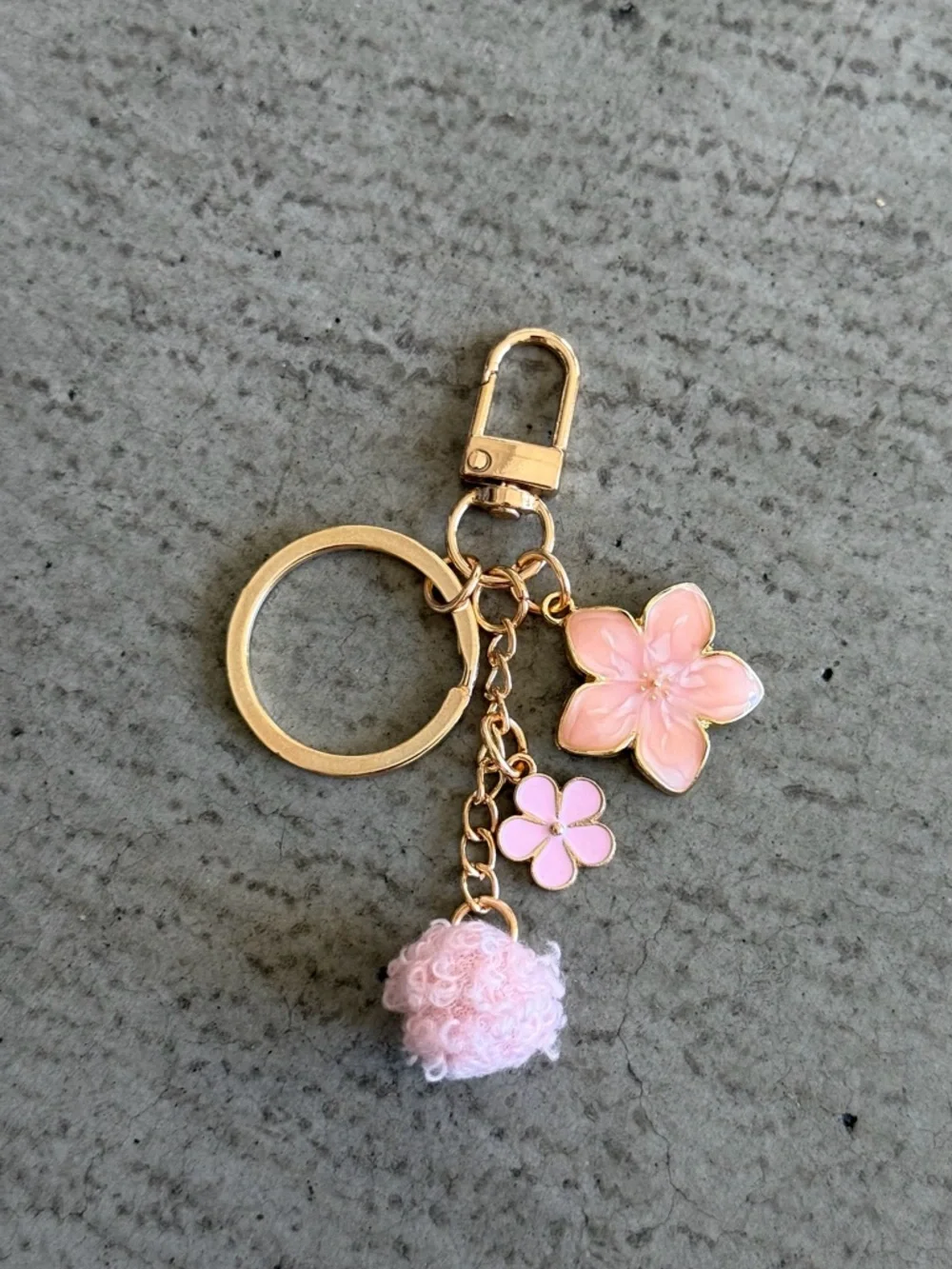 Cherry Blossom Keychain / Floral Charm / Gold Pink - Picture 3 of 4